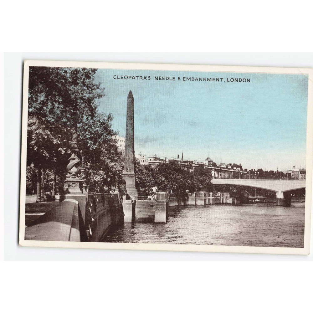 Vintage 1952 Cleopatra's Needle & Embankment London Postcard Dennis Productions